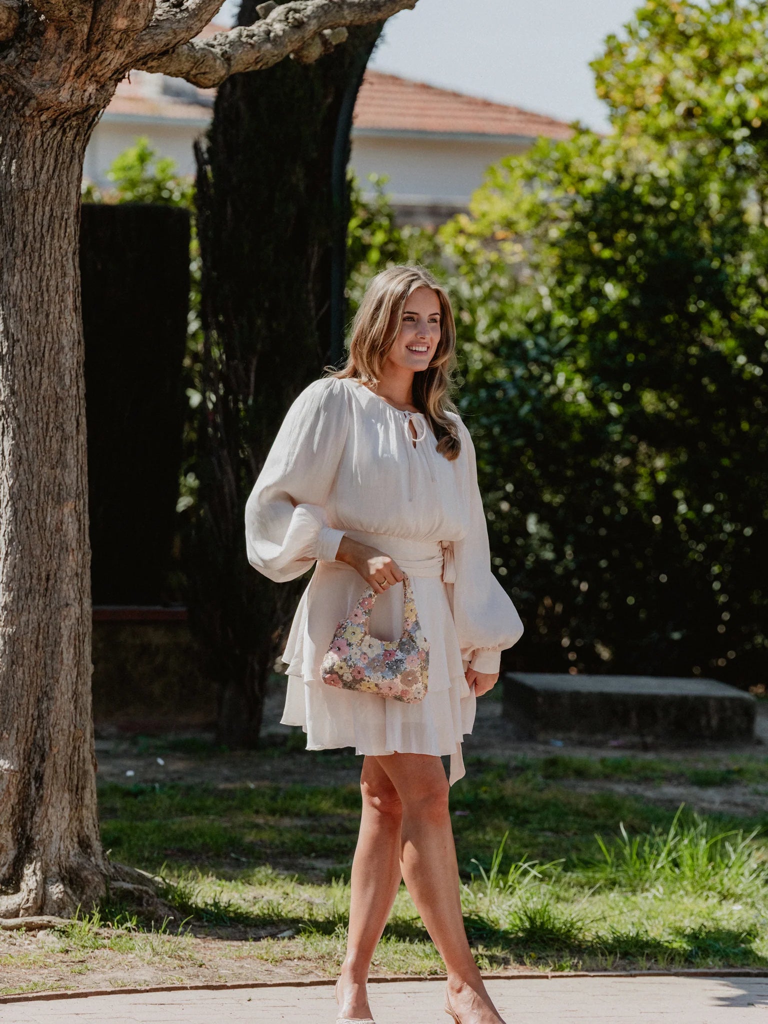 VMELISA Short Dress - White Swan