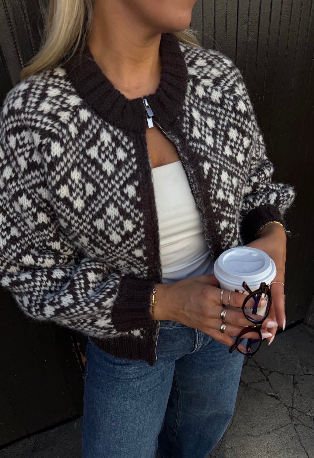 VMINGA Knitted Cardigan - Chocolate Torte