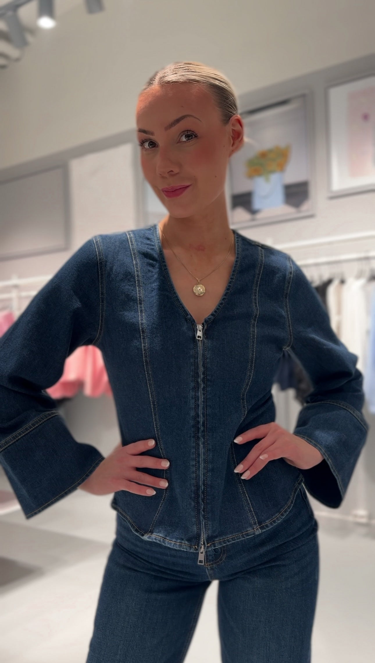 PCFLORA Denim Shirt - Dark Blue Denim