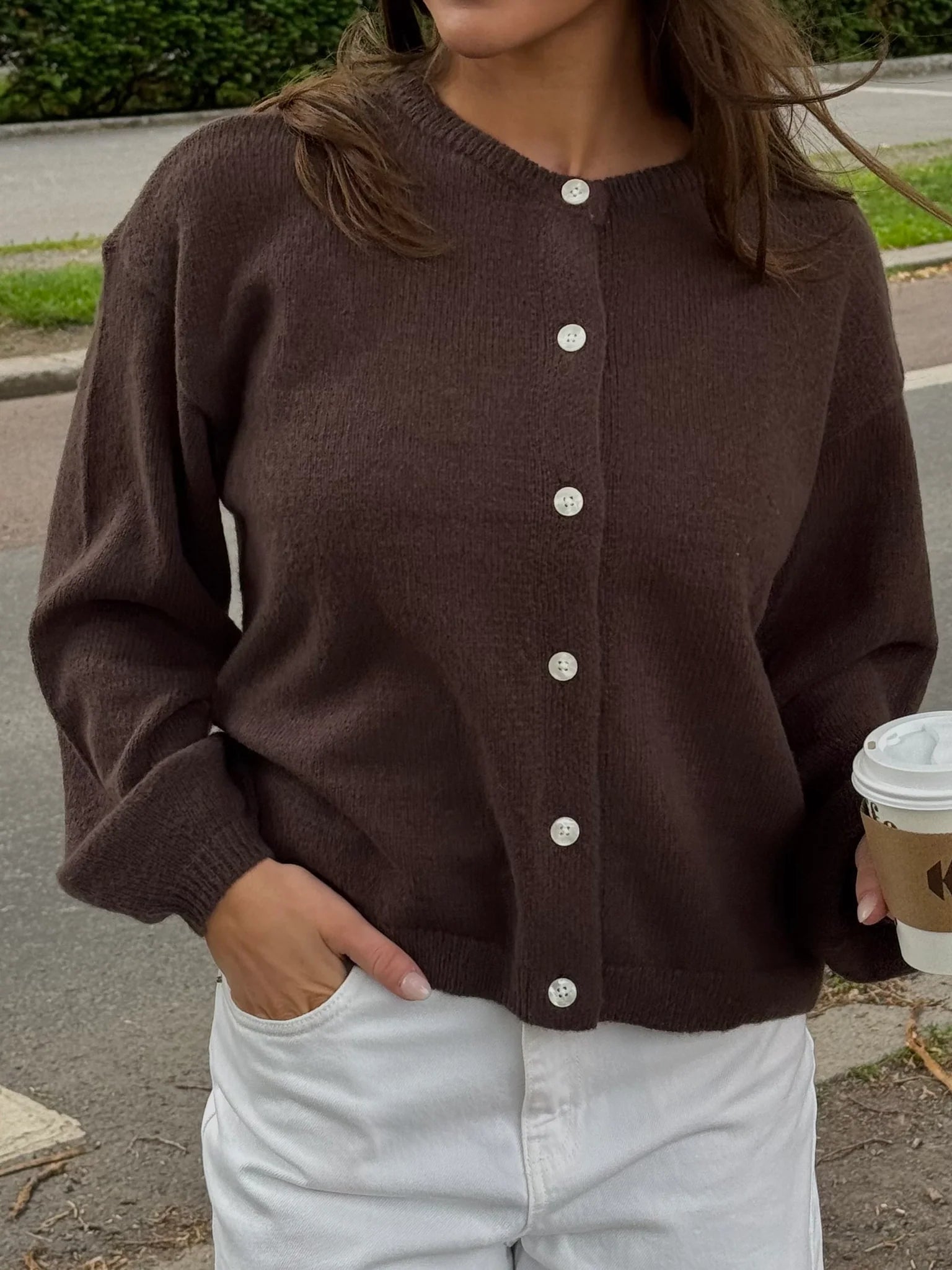 PCIDA Knitted Cardigan - Hot Fudge