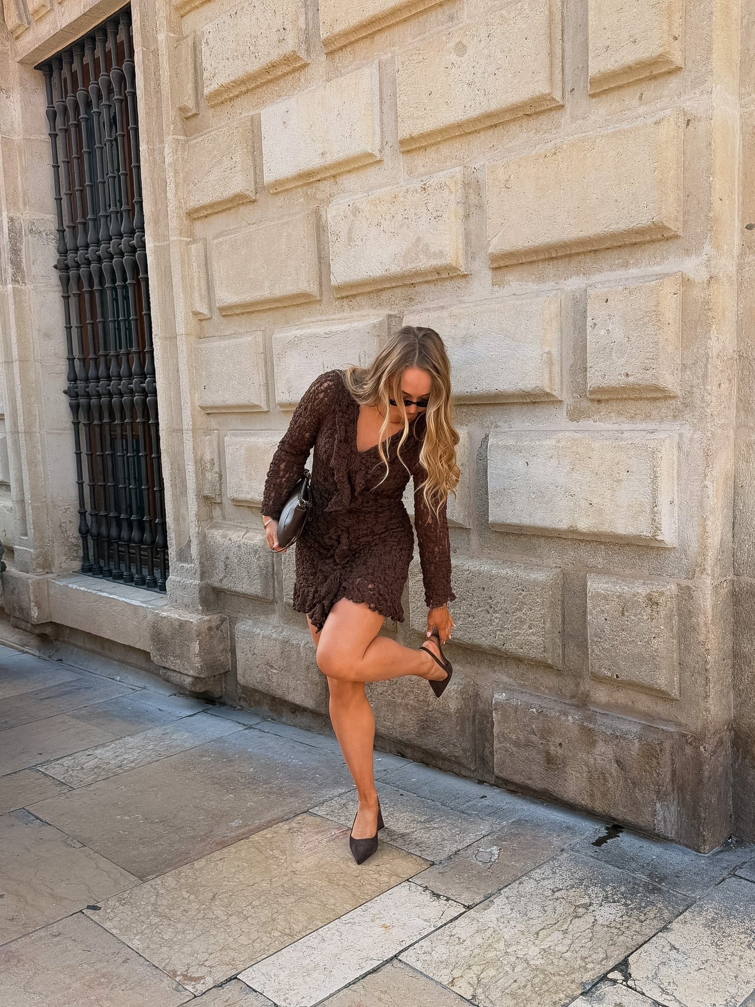 AWKIENNA Short Dress - Chocolate Torte