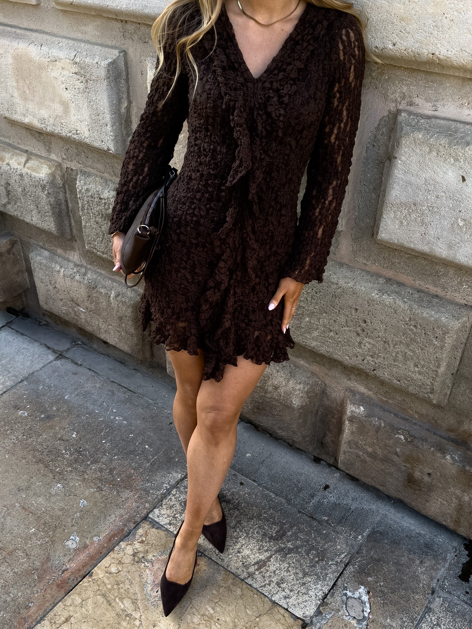 AWKIENNA Short Dress - Chocolate Torte