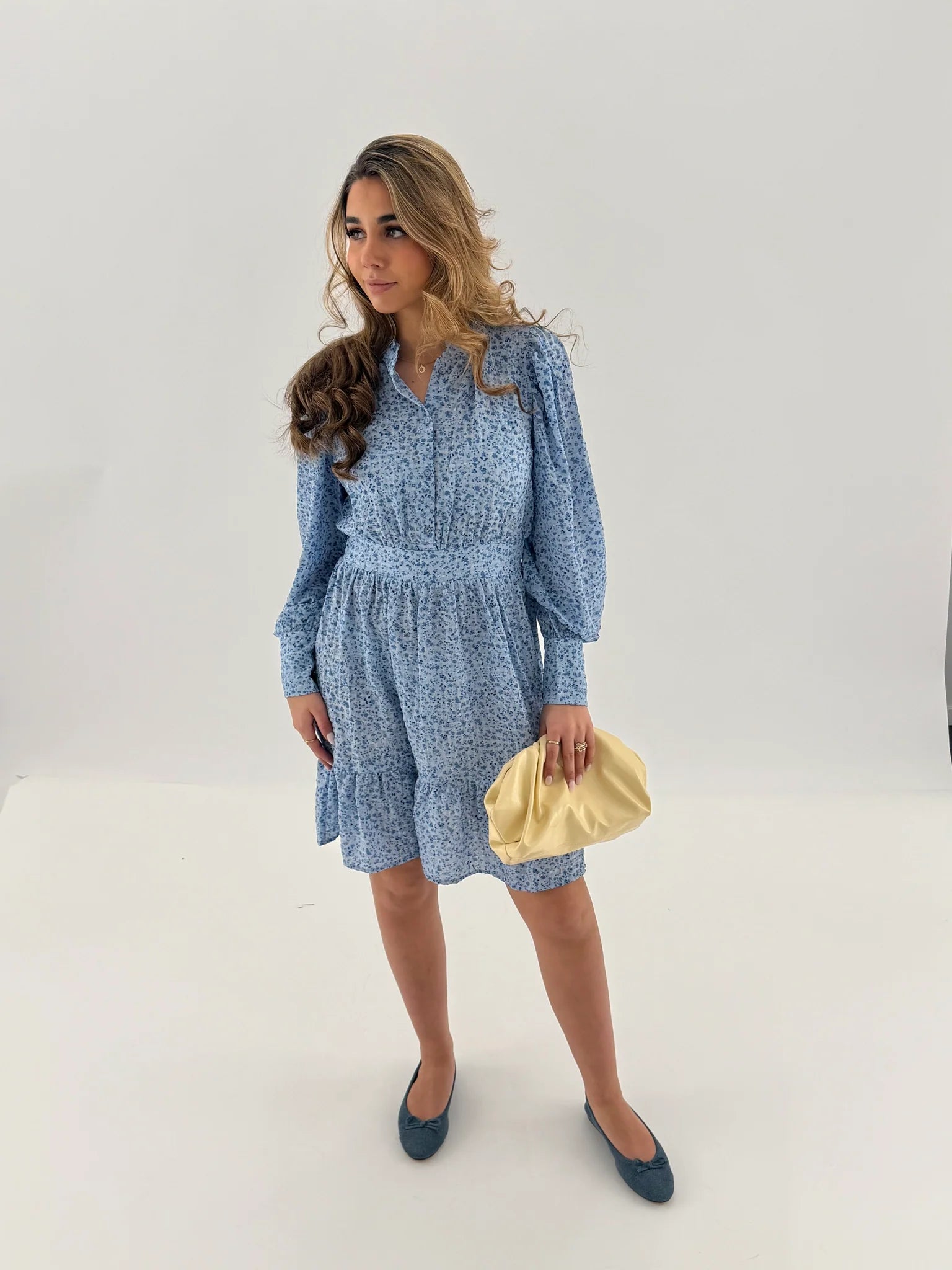 AWNOELLE Short Dress - Chambray Blue