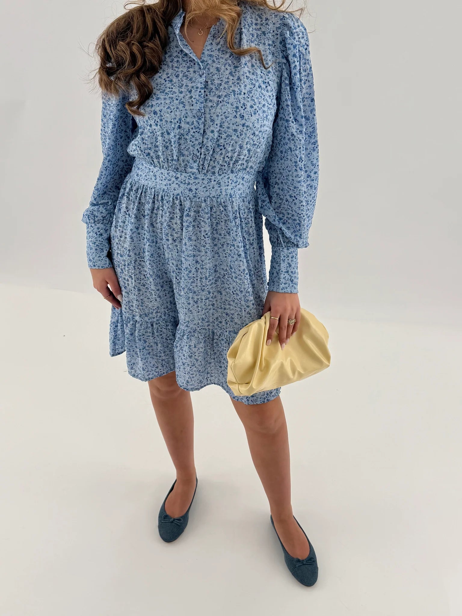 AWNOELLE Short Dress - Chambray Blue