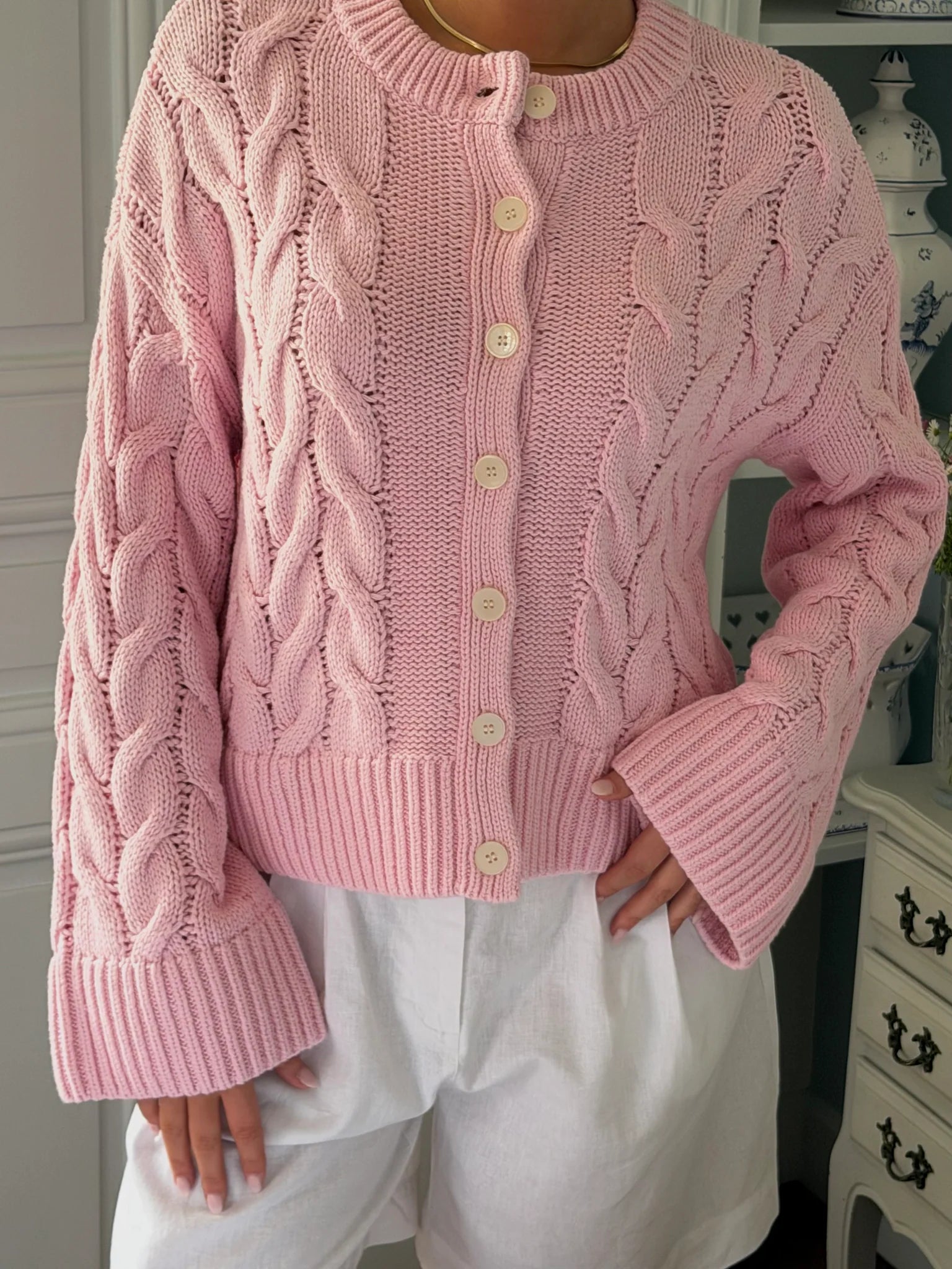 VMSVEA Knit Cardigan - Roseate Spoonbill