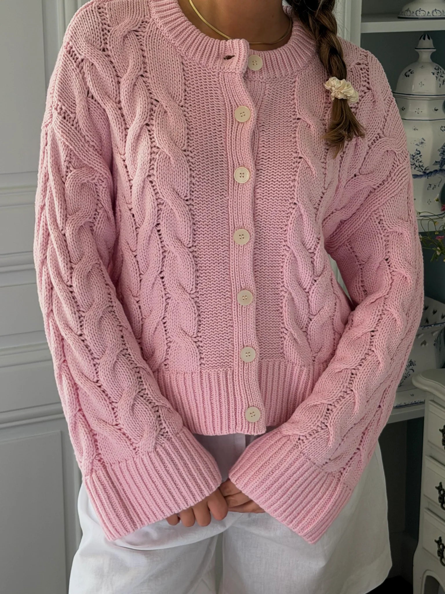 VMSVEA Knit Cardigan - Roseate Spoonbill