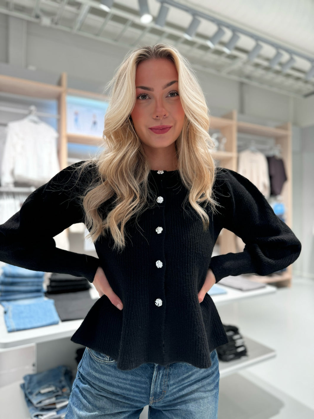 PCANNIE Knit Cardigan - Black