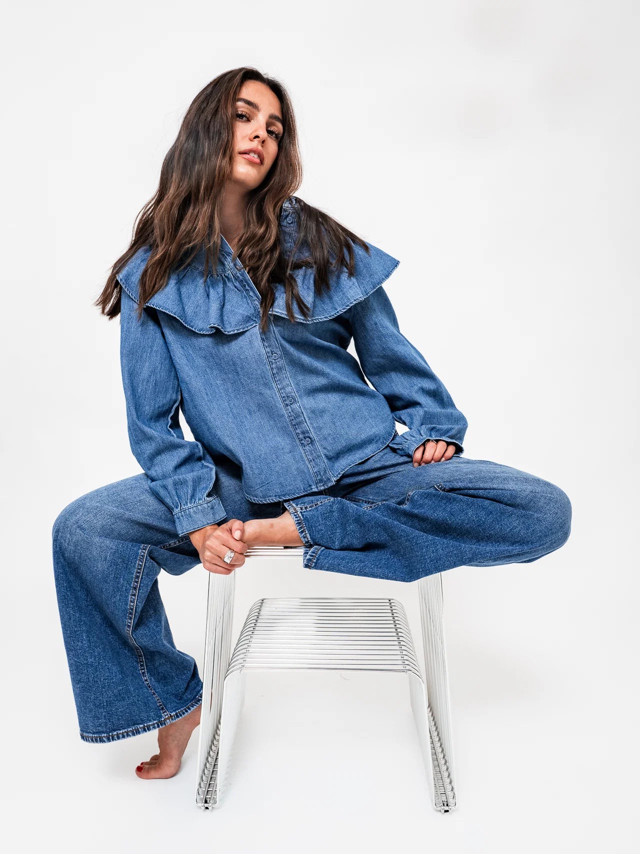 PCBIRKE Denim Shirt - Medium Blue Denim