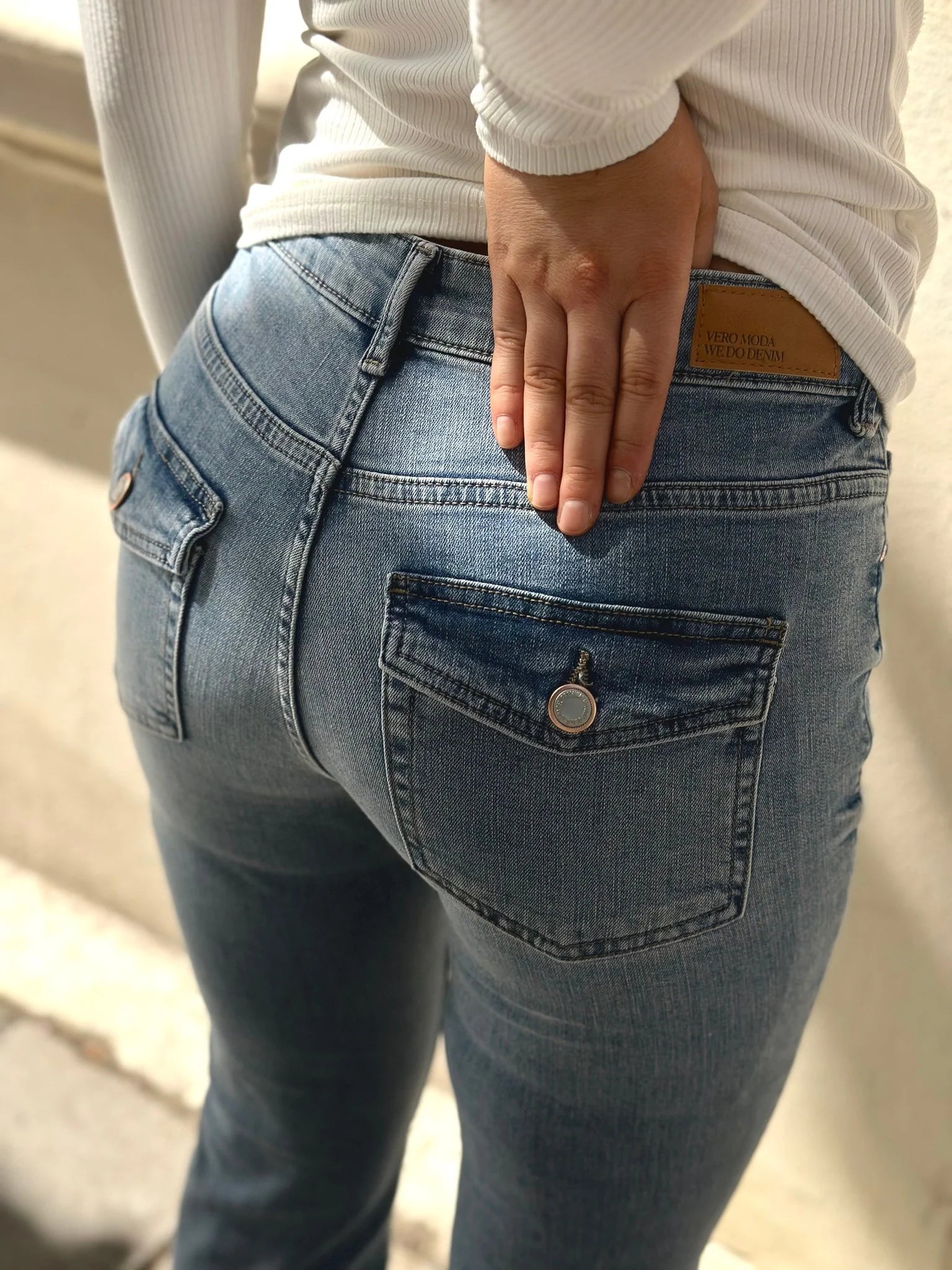 VMFLASH  pocket flared Jeans - Light Blue Denim