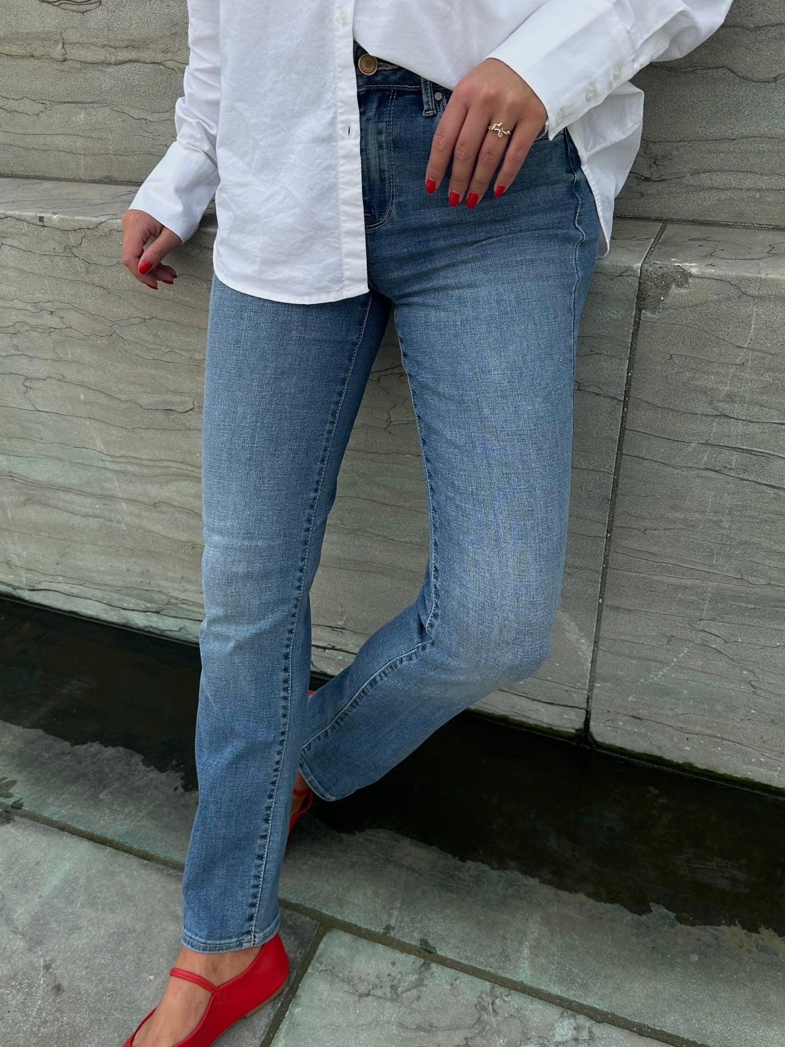 VMFLASH straight Jeans - Medium Blue Denim