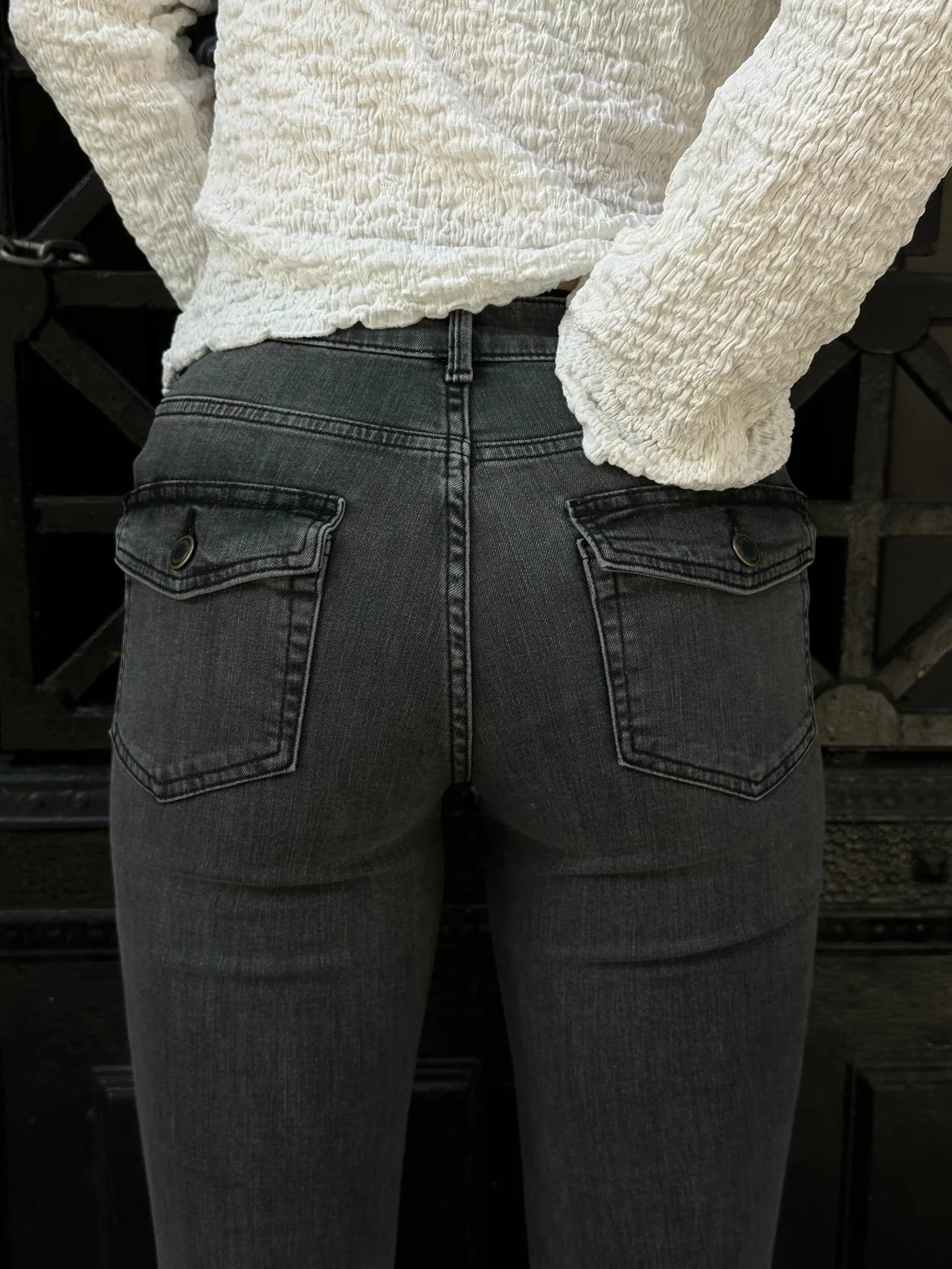 VMFLASH pocket flared Jeans - Dark Grey Denim