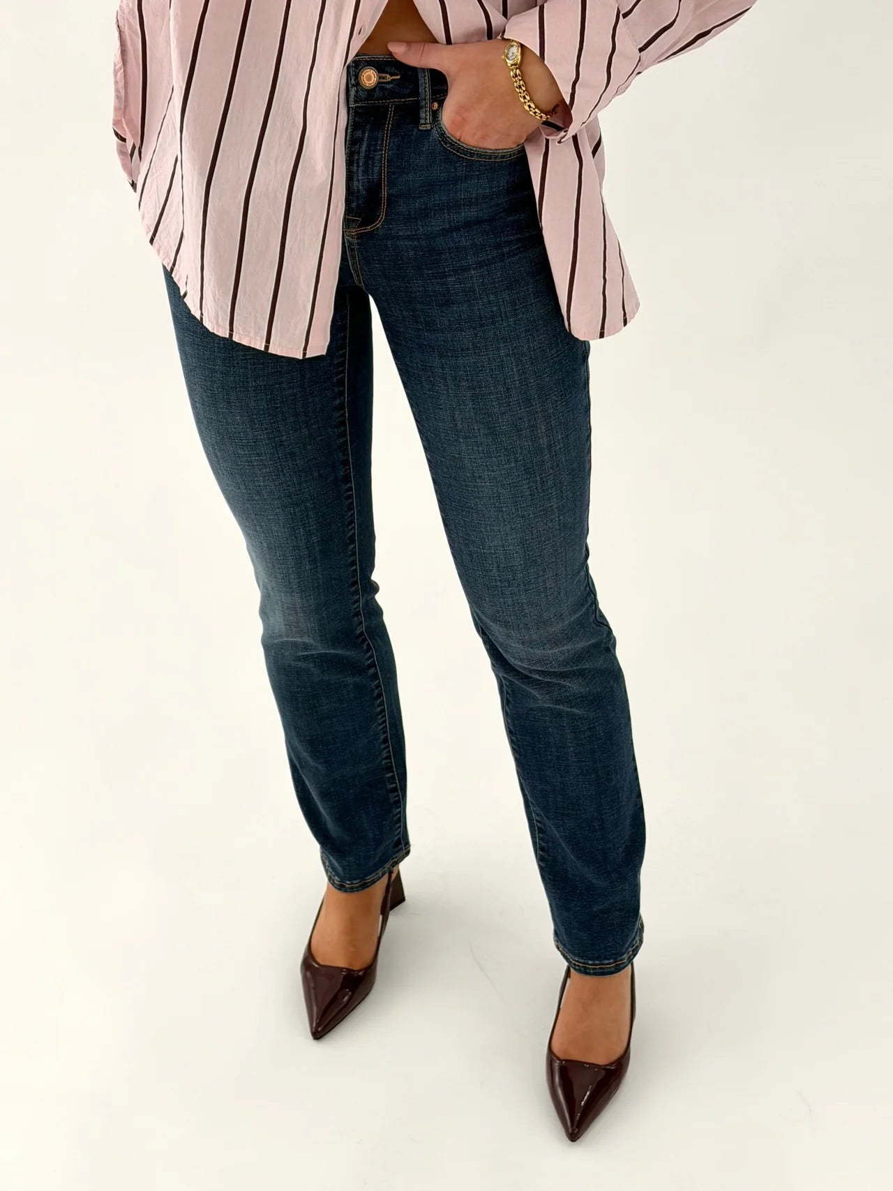 VMFLASH straight Jeans - Dark Blue Denim